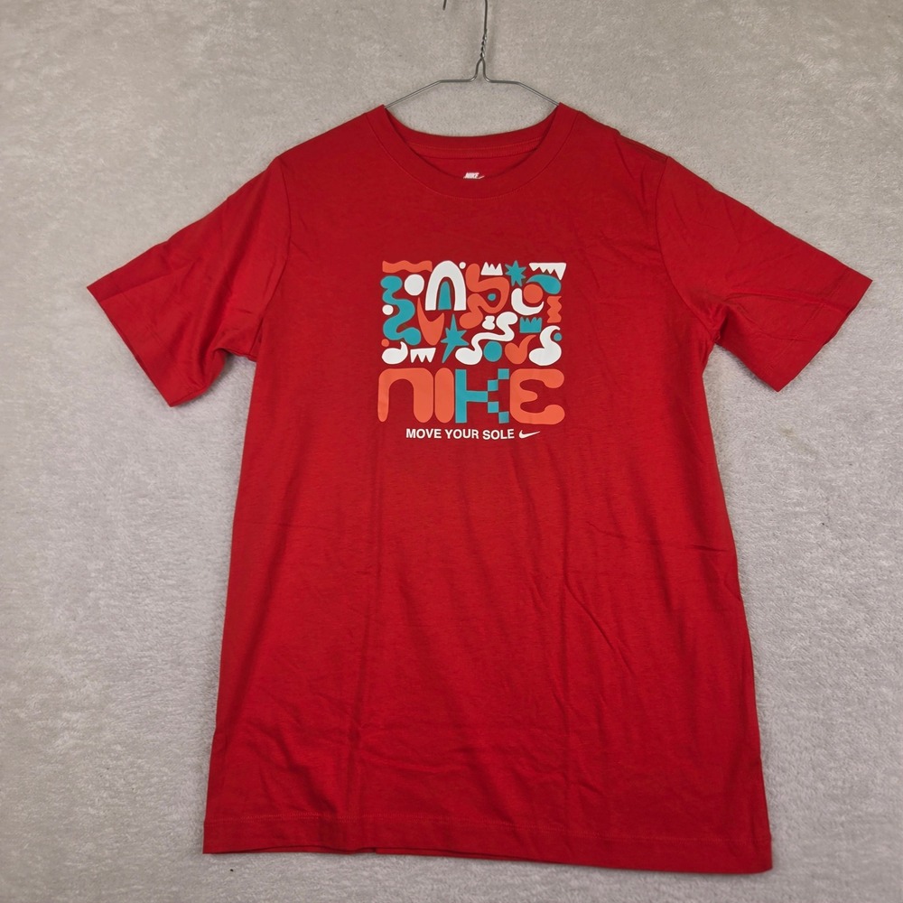 Nike Mens XL Red Move Your Sole Abstract Graphic Short Sleeve T-Shirt